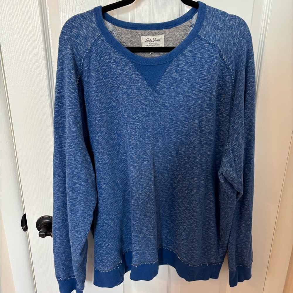 Mens XXL Lucky Brand Blue Crewneck Sweater